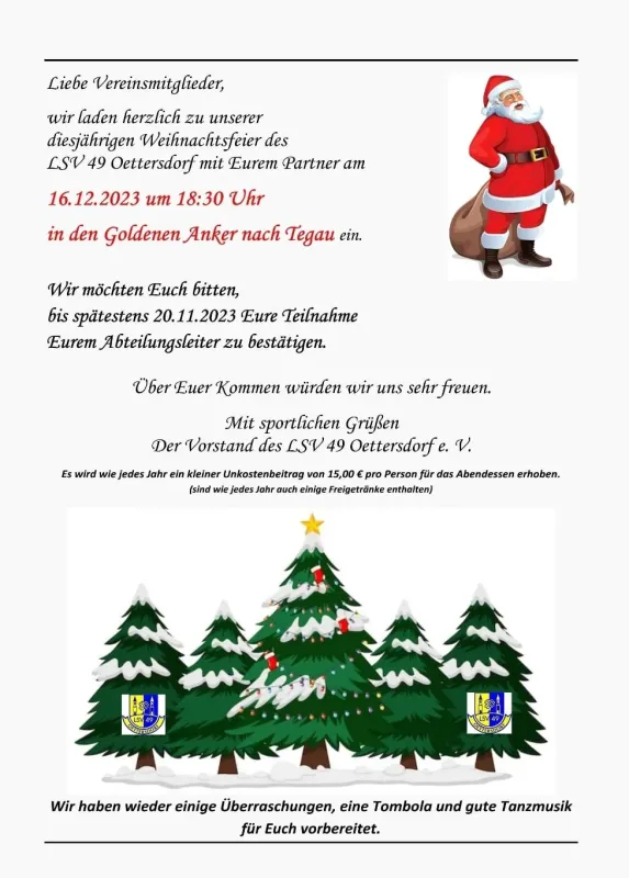 Einladung zur Weihnachtsfeier