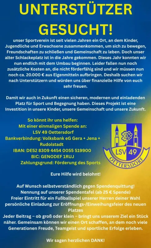 Unterstützer gesucht