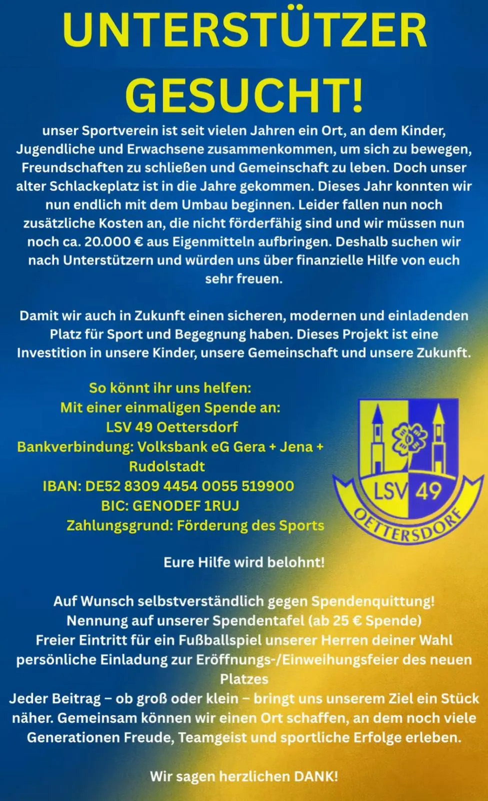 Unterstützer gesucht